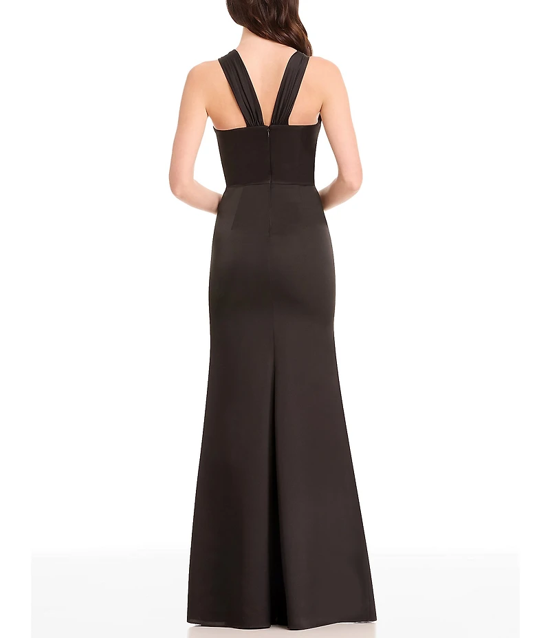 Dress the Population Rosalia Halter Satin Long Dress