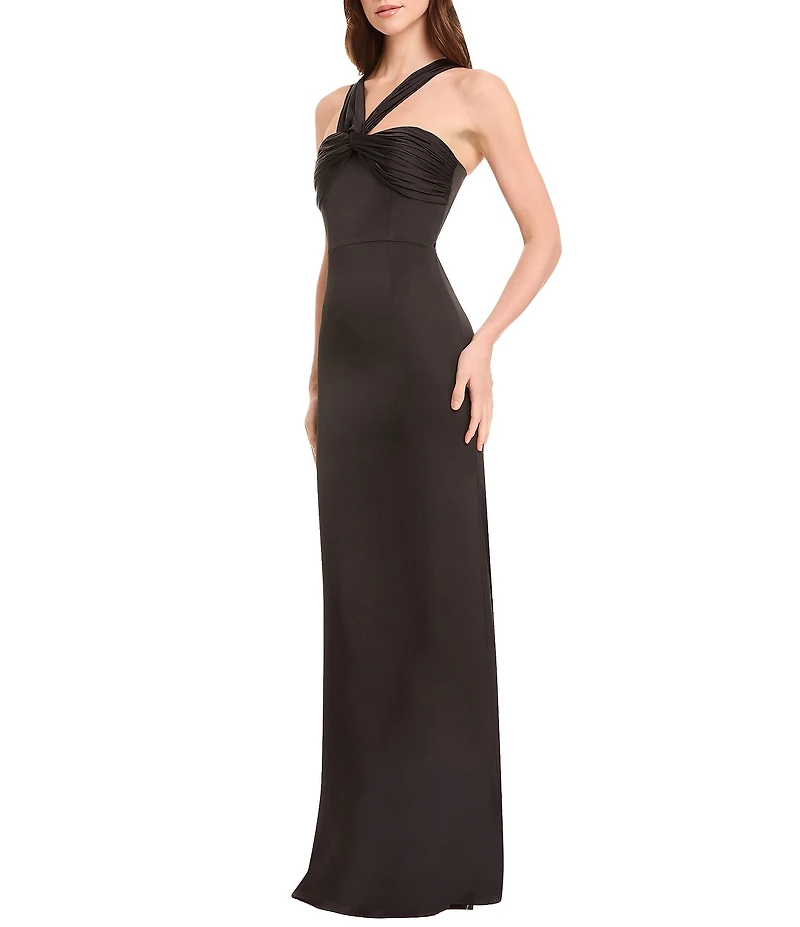 Dress the Population Rosalia Halter Satin Long Dress