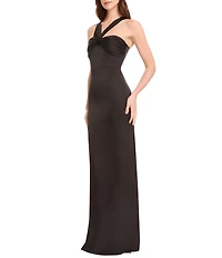 Dress the Population Rosalia Halter Satin Long Dress