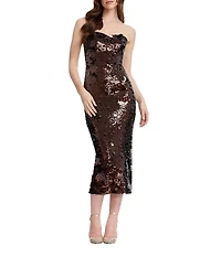 Dress the Population Shailene Strapless Sequin Midi Dress