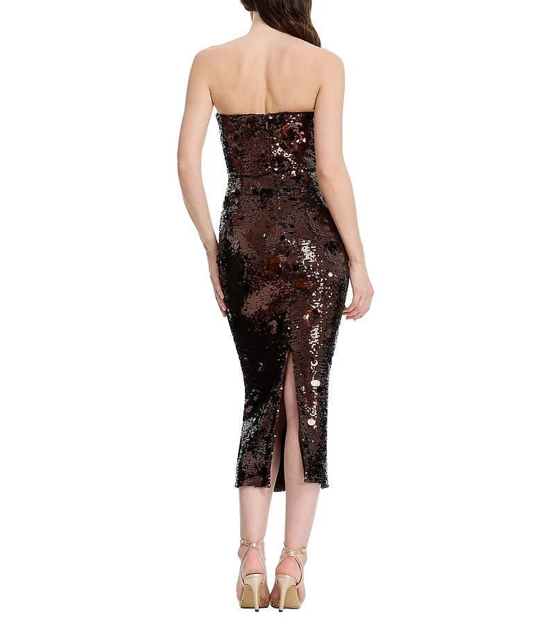 Dress the Population Shailene Strapless Sequin Midi Dress