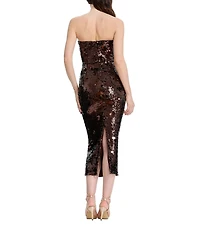 Dress the Population Shailene Strapless Sequin Midi Dress