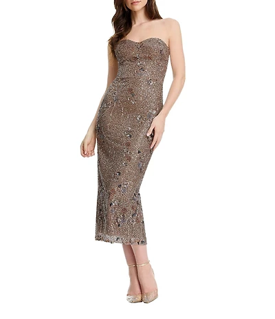 Dress the Population Shailene Strapless Sequin Sheath Midi Dress