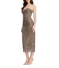 Dress the Population Shailene Strapless Sequin Sheath Midi Dress