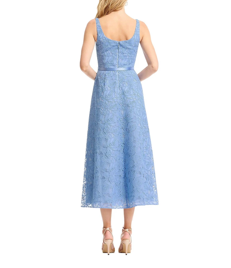 Dress the Population Shelby Square Neck Lace A Line Tea Length Dress