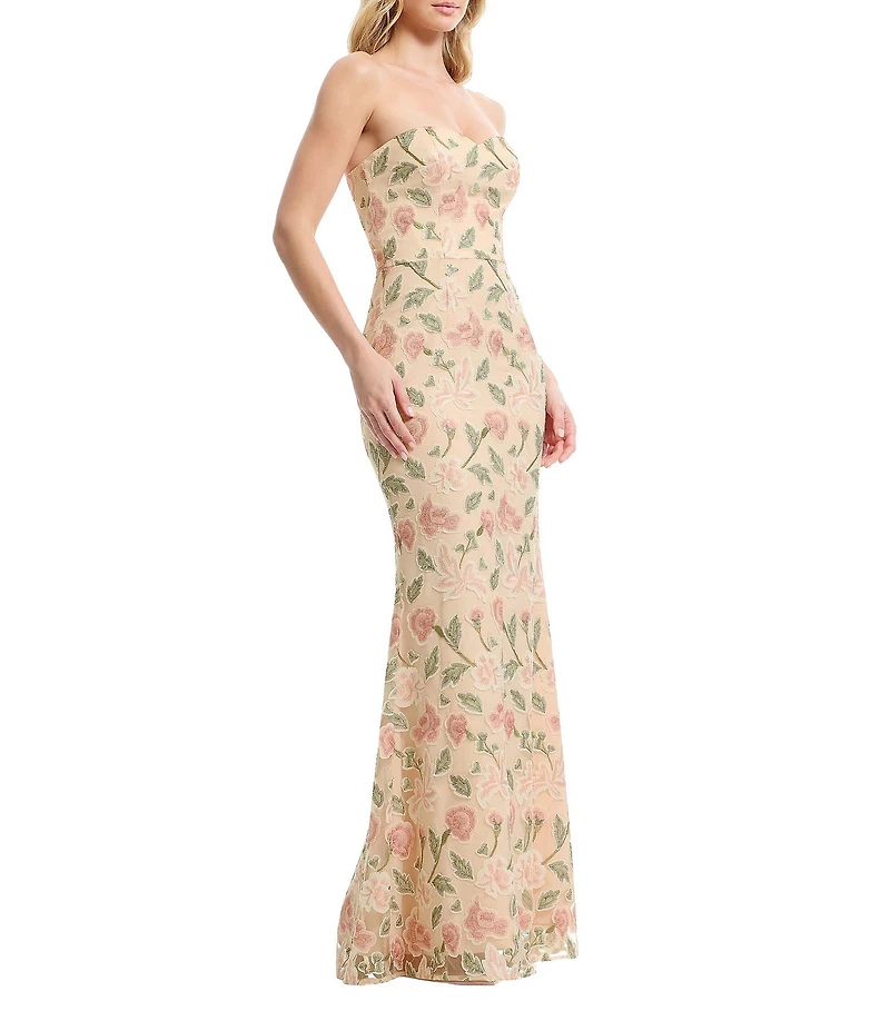 Dress the Population Sheridan Embroidered Floral Strapless Sweetheart Mermaid Gown