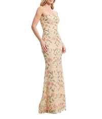 Dress the Population Sheridan Embroidered Floral Strapless Sweetheart Mermaid Gown