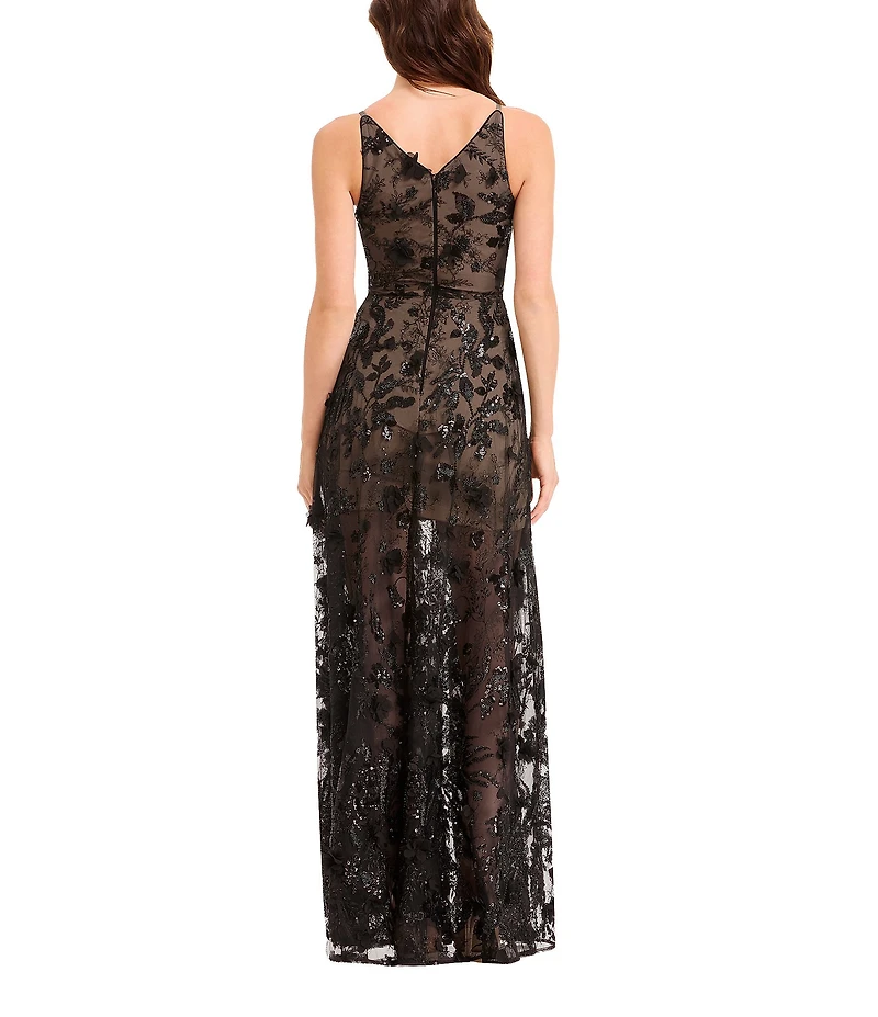 Dress the Population Sidney V Neck Sequin Fit and Flare Gown