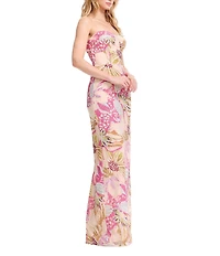 Dress the Population Vada Floral Sequin Sheath Long Dress