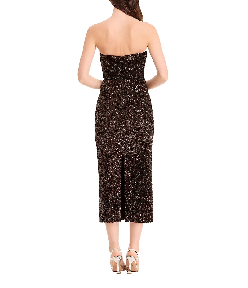 Dress the Population Vada Sequin Strapless Sheath Midi Dress