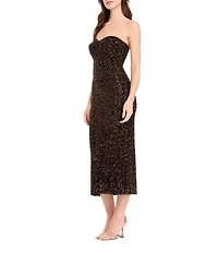 Dress the Population Vada Sequin Strapless Sheath Midi Dress