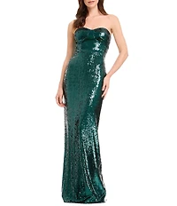 Dress The Population Vada Sequin Sweetheart Neckline Gown