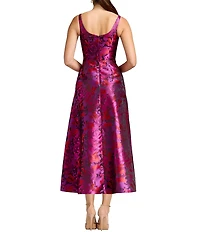 Dress the Population Vanna Sleeveless Square Neck A-Line Jacquard Dress