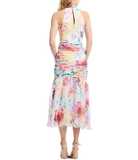 Dress the Population Yolanda Shirred Chiffon Midi Dress