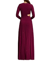 Dress the Population Zion Long Sleeve Gathered Waist With Cutout Long Dress