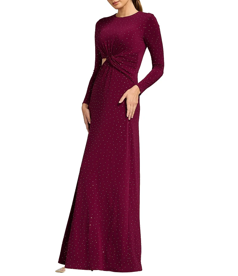 Dress the Population Zion Long Sleeve Gathered Waist With Cutout Long Dress
