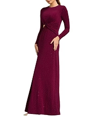 Dress the Population Zion Long Sleeve Gathered Waist With Cutout Long Dress