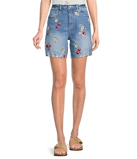 Driftwood Cayla x Cherry On Top Stretch Denim Embroidered Shorts