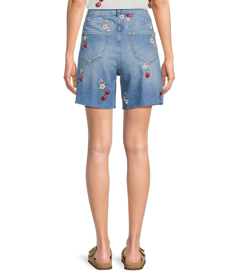 Driftwood Cayla x Cherry On Top Stretch Denim Embroidered Shorts
