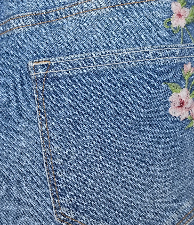 Driftwood Cayla x Cherry On Top Stretch Denim Embroidered Shorts