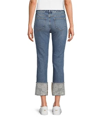 Driftwood Colette Stretch Denim Embroidered Cuffed Cropped Straight Leg Jeans
