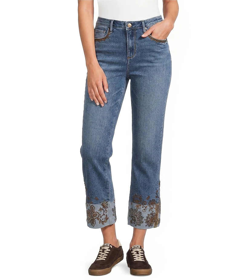 Driftwood Denim Colette Printed Wide Leg Crop Jeans
