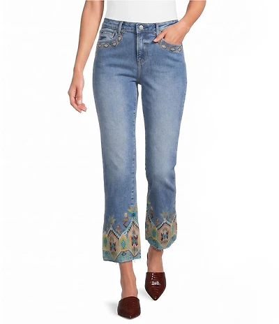 Driftwood Denim Print Wide Leg Crop Length Jeans