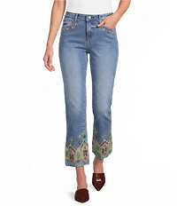 Driftwood Denim Print Wide Leg Crop Length Jeans