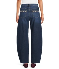 Driftwood Denim Printed Barrel Leg Ankle Jeans