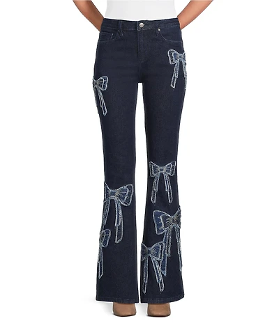 Driftwood Farrah What Fun Stretch Denim Patchwork Bow Flare Leg Jeans