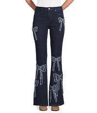 Driftwood Farrah What Fun Stretch Denim Patchwork Bow Flare Leg Jeans