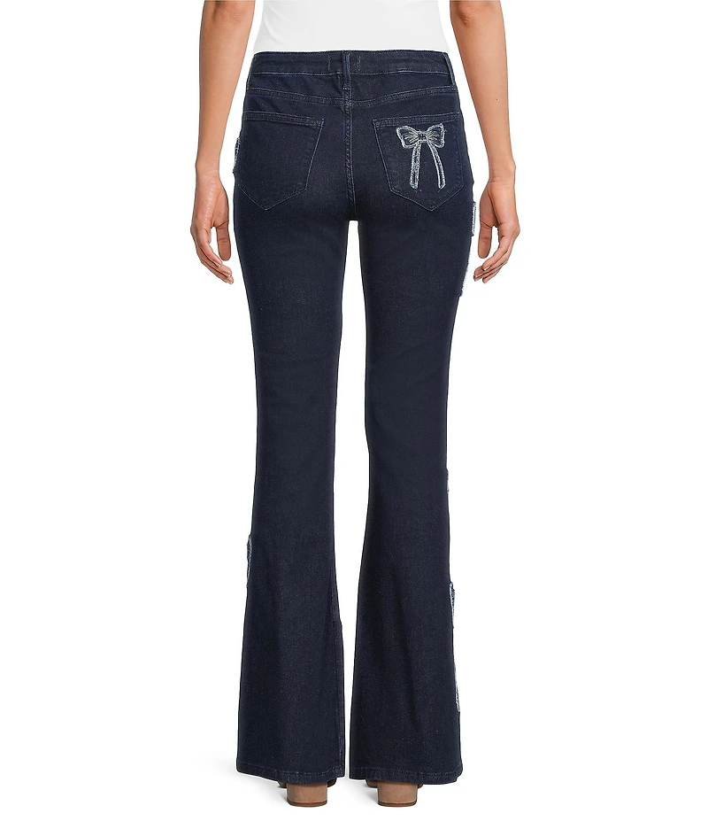 Driftwood Farrah What Fun Stretch Denim Patchwork Bow Flare Leg Jeans