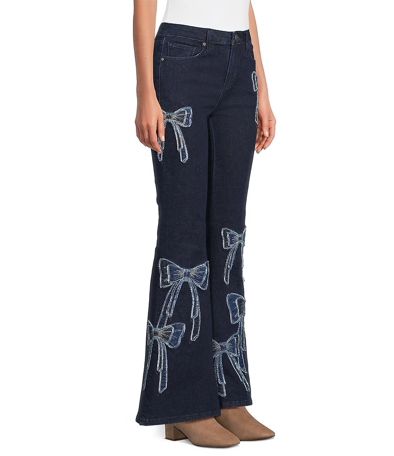 Driftwood Farrah What Fun Stretch Denim Patchwork Bow Flare Leg Jeans