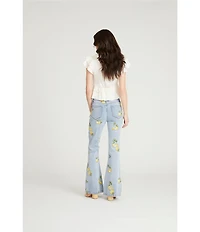 Driftwood Farrah x Limoncello Embroidered Lemon Flare Leg Jeans