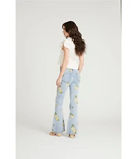 Driftwood Farrah x Limoncello Embroidered Lemon Flare Leg Jeans