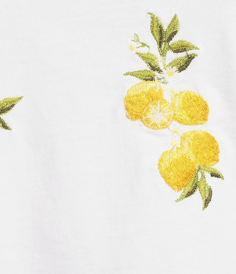 Driftwood Flutter Crew Neck Short Sleeve Embroidered Lemons Tee