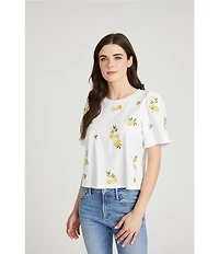Driftwood Flutter Crew Neck Short Sleeve Embroidered Lemons Tee