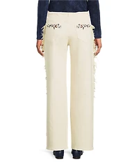 Driftwood Frankie Stretch Denim Paisley Embroidered Wide Leg Jeans