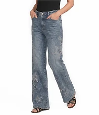 Driftwood Ira Patriotic Denim Patch Wide Leg Jeans