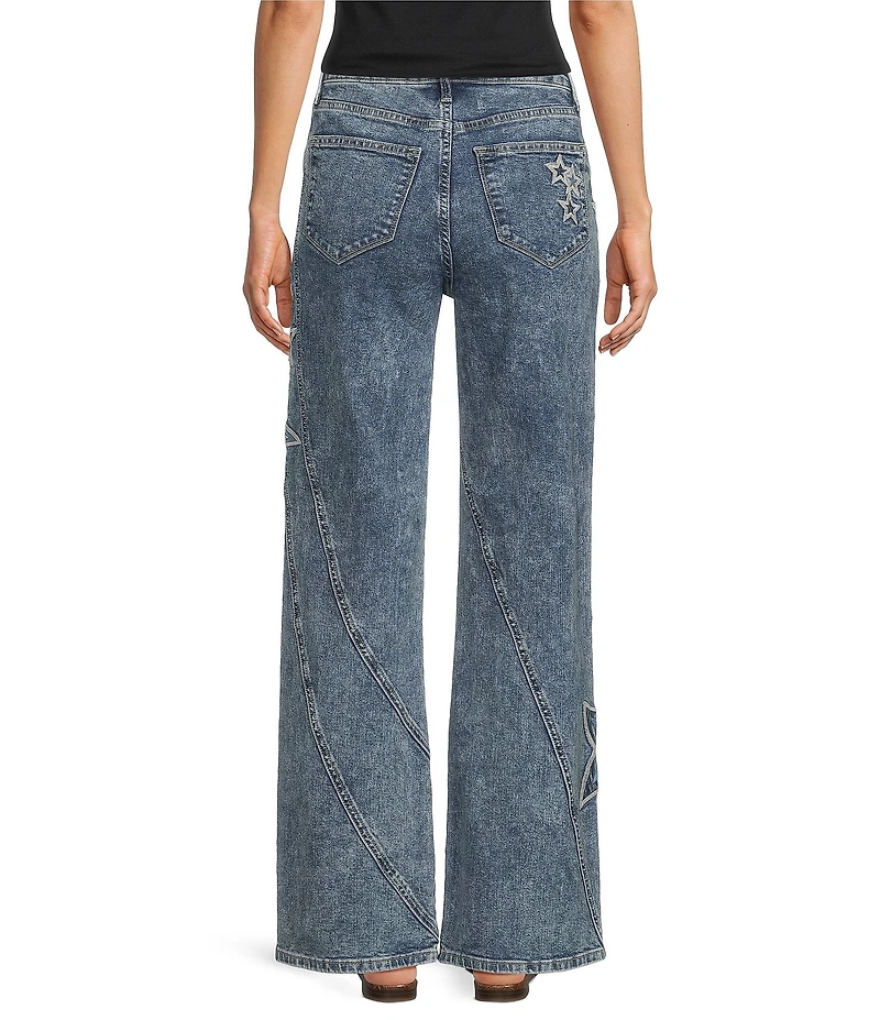 Driftwood Ira Patriotic Denim Patch Wide Leg Jeans