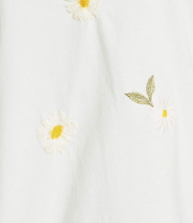 Driftwood Jersey Knit Daisy Print Crew Neck Short Sleeve Shirt