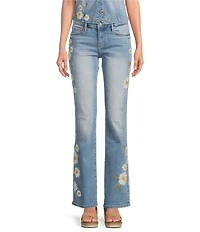 Driftwood Kelly Daisy Bee Stretch Denim Floral Bootcut Ankle Jeans