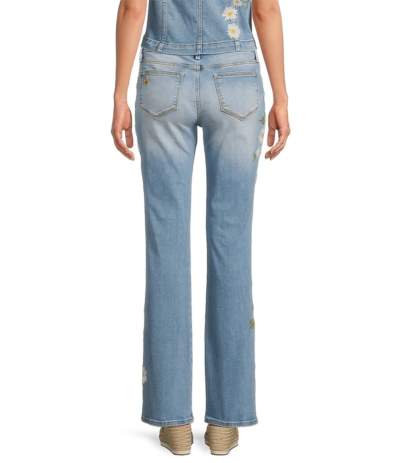 Driftwood Kelly Daisy Bee Stretch Denim Floral Bootcut Ankle Jeans
