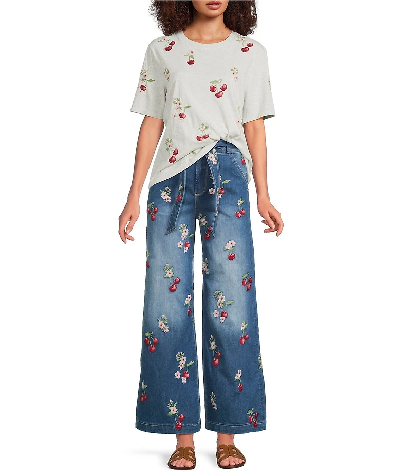 Driftwood Olivia x Cherry On Top Stretch Denim Embroidered Jeans
