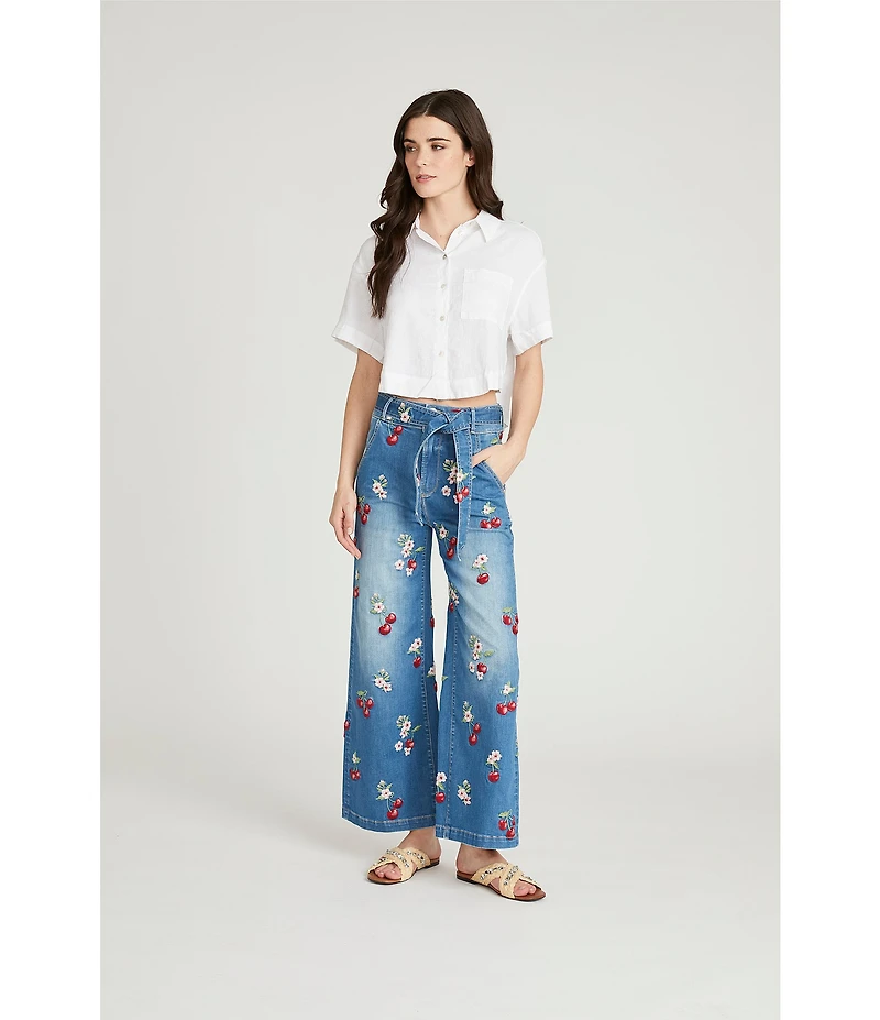Driftwood Olivia x Cherry On Top Stretch Denim Embroidered Jeans