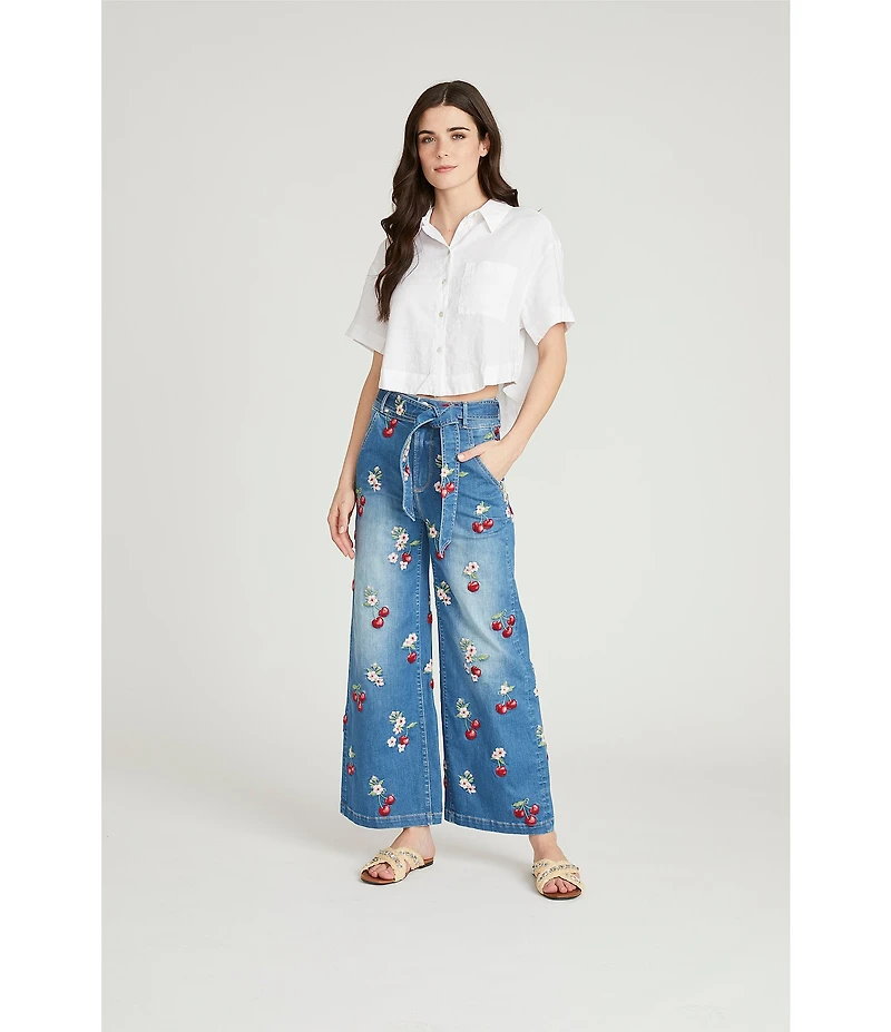 Driftwood Olivia x Cherry On Top Stretch Denim Embroidered Jeans