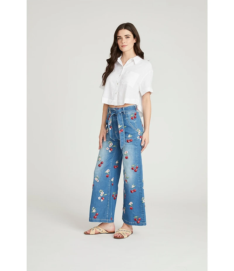 Driftwood Olivia x Cherry On Top Stretch Denim Embroidered Jeans