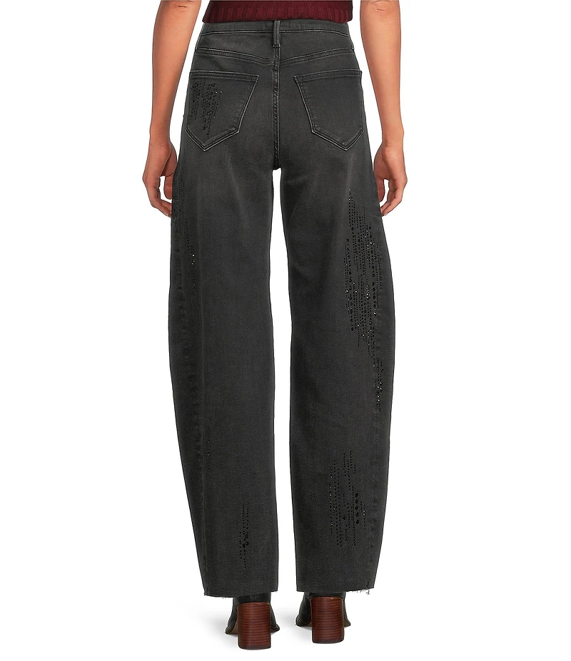 Driftwood Parker Jingle Embellished Stretch Denim High Rise Barrel Leg Jeans