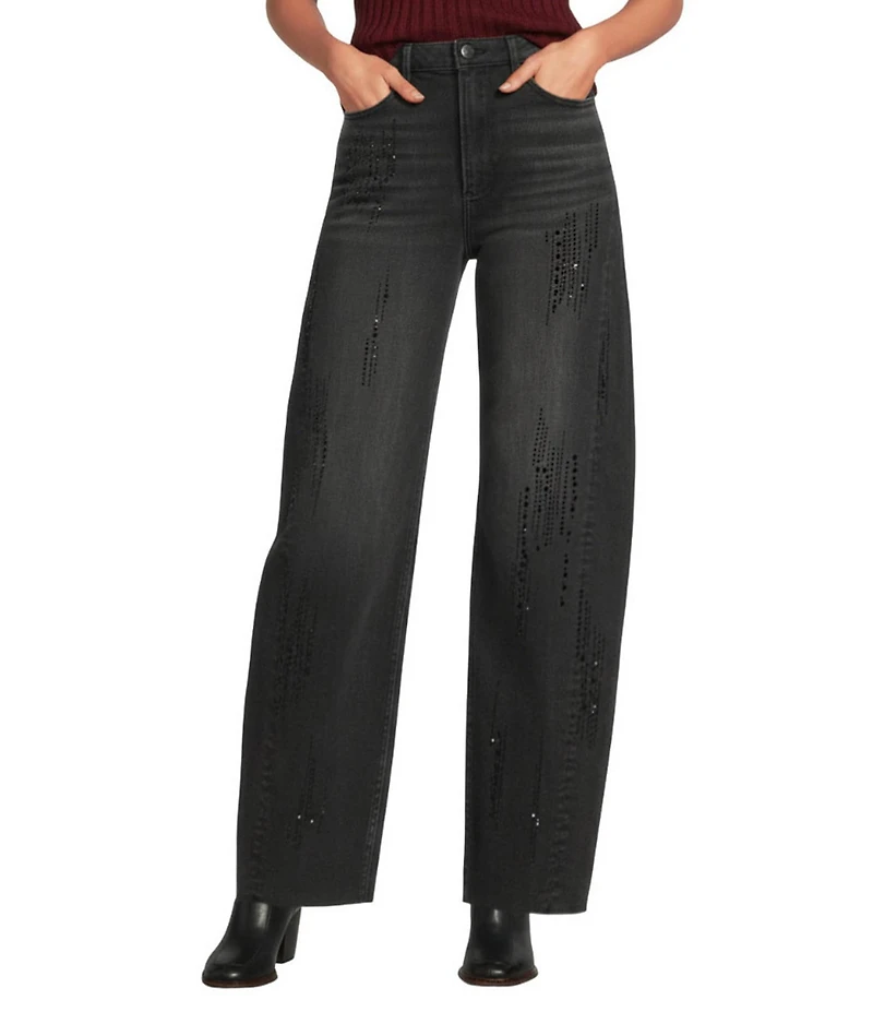 Driftwood Parker Jingle Embellished Stretch Denim High Rise Barrel Leg Jeans