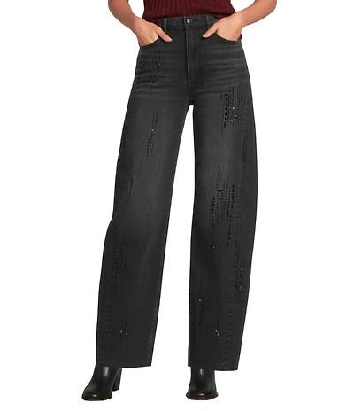 Driftwood Parker Jingle Embellished Stretch Denim High Rise Barrel Leg Jeans